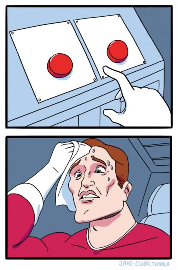 Two Buttons meme about Coal Headwear